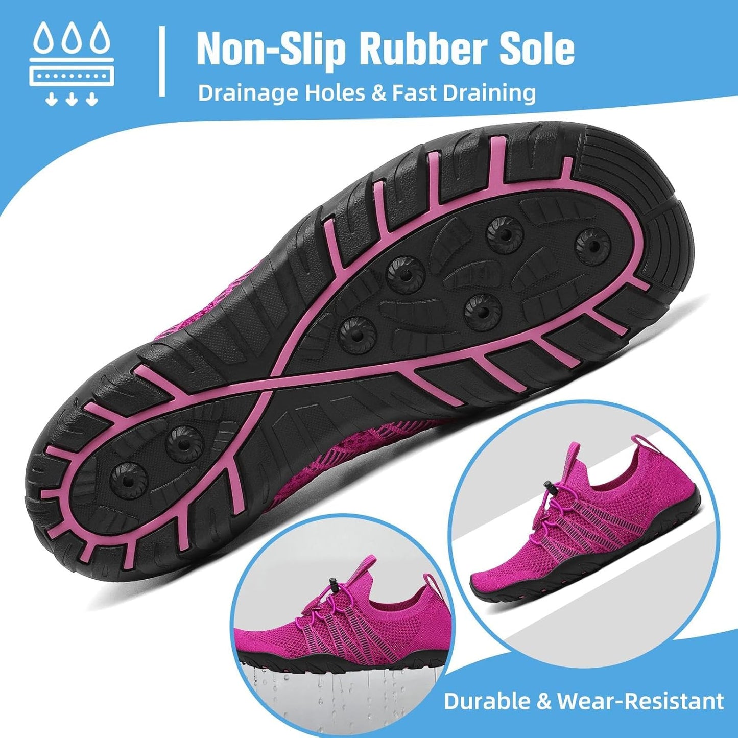 Water Shoes for Women Men Barefoot Beach Shoe Quick Dry Aqua Swim Socks for Surfing Yoga Size 4.5-15 Women/3-13.5 Men